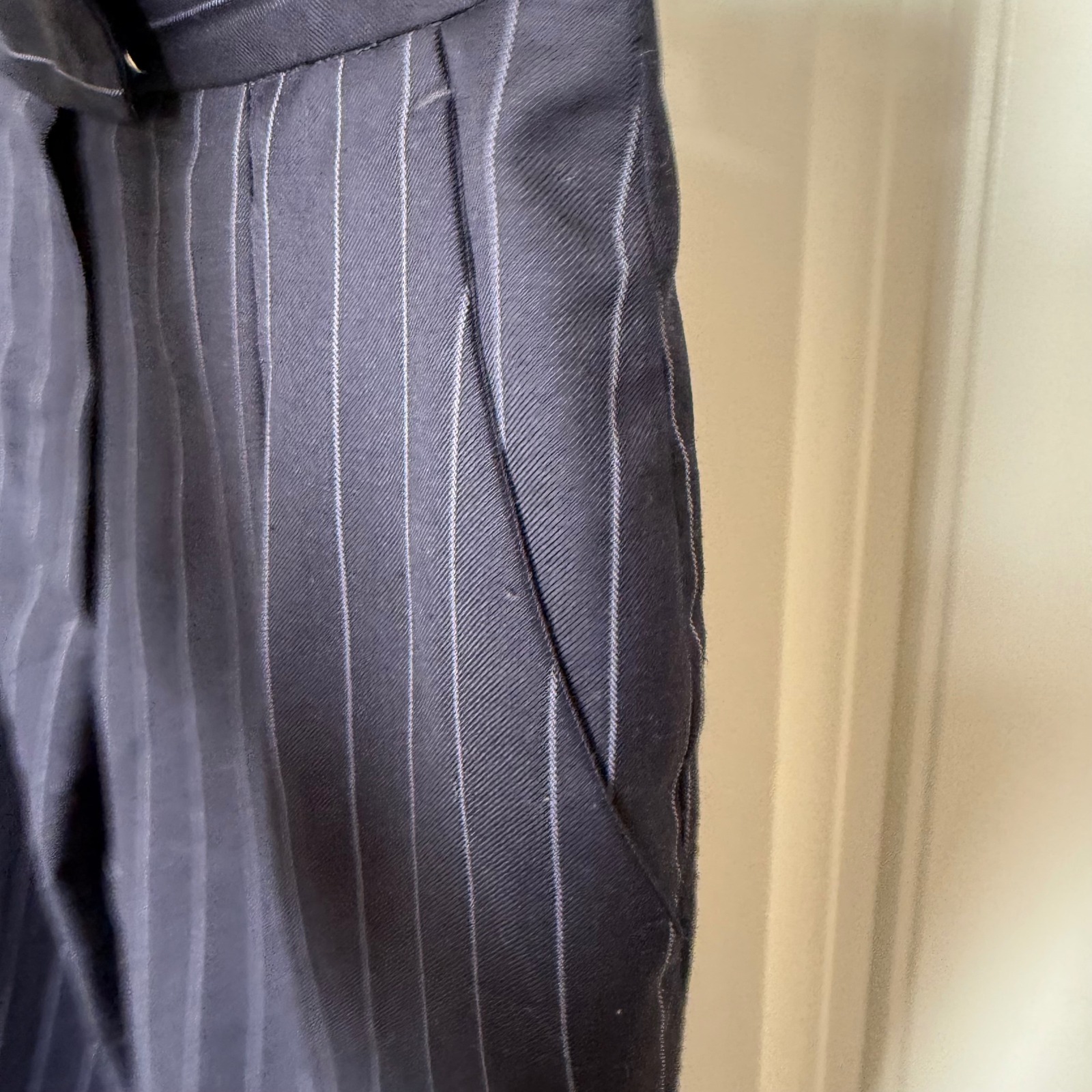 Effie Kats Zac Trousers Womens 28 Black Pinstripe Wool Tailored Good Vintage — image 3 of 8